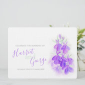 Invitation Lobelia mariage d'aquarelle fleurie violet (Debout devant)