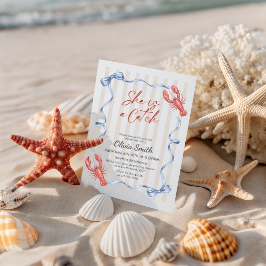 Invitation Lobster She’s a Catch Costal Bridal Shower 