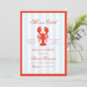 Invitation Lobster She's a Catch Beach Coastal Bridal Shower (Debout devant)