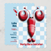 Invitation Lobsterfest Lobsterbake Cute Red Lobster Heart (Devant / Derrière)