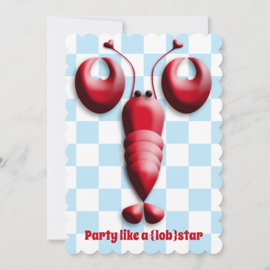 Invitation Lobsterfest Lobsterbake Cute Red Lobster Heart (Devant)