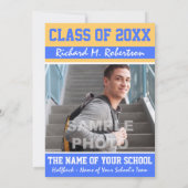 Invitation L'obtention du diplôme de l'athlète de bleu royal (Dos)