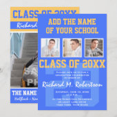 Invitation L'obtention du diplôme de l'athlète de bleu royal (Devant / Derrière)