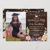 Invitation L'obtention du diplôme rustique fleurit la photo (Devant / Derrière)