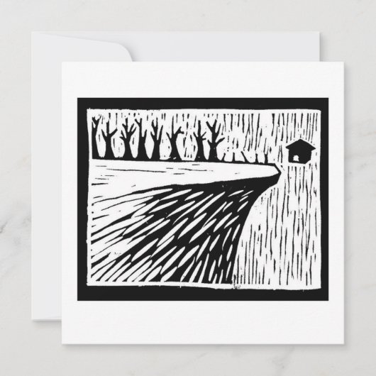 Invitation LOCAL GRAVITY maison suspendue linogravure (Devant)