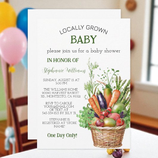 Invitation Locally Grown Baby Farmers Market Baby Boy shower