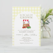 Invitation Locally Grown Baby Shower Farm Market Gingham (Debout devant)