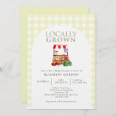 Invitation Locally Grown Baby Shower Farm Market Gingham (Devant / Derrière)