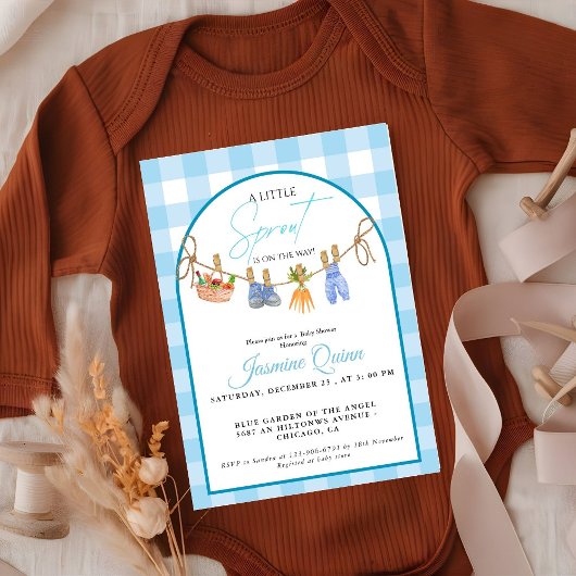 Invitation Locally grown boybaby shower little sprout 