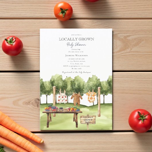 Invitation locally grown farmers market baby shower