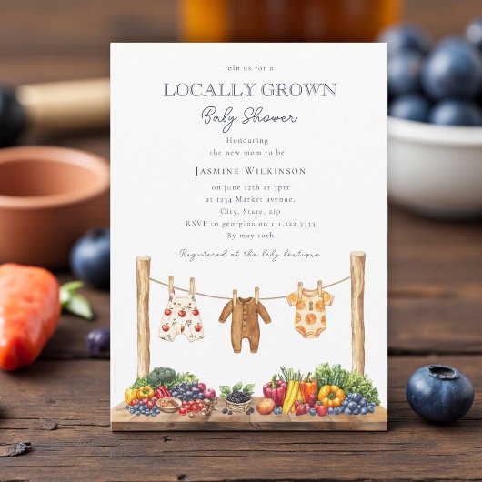 Invitation locally grown farmers market baby shower