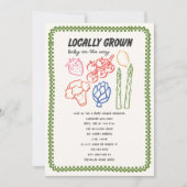 Invitation Locally Grown Farmer's Market Neutral Baby Shower (Devant)