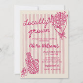 Invitation Locally Grown Hand Drawn Baby Shower (Devant)