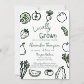 Invitation Locally Grown Hand Drawn Farm Fresh Baby Shower (Devant)
