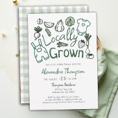 Invitation Locally Grown Hand Drawn Farm Veggies Baby Shower