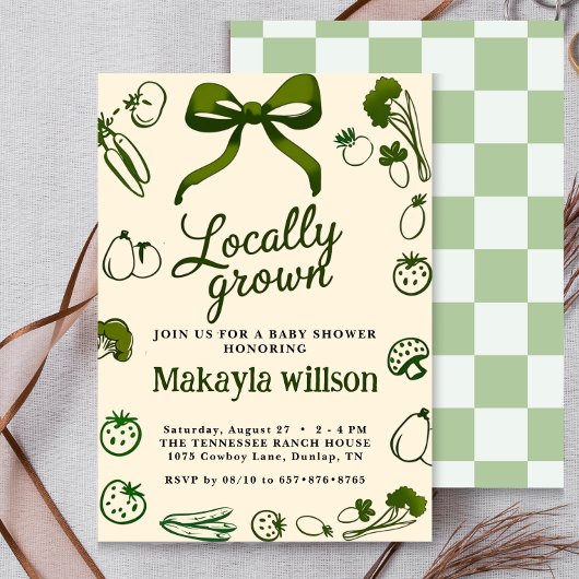 Invitation Locally Grown Rustic Hand-Drawn Baby Shower
