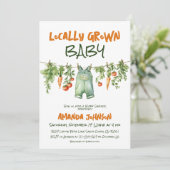 Invitation Locally Grown Rustic Party Clothesline Baby Shower (Debout devant)