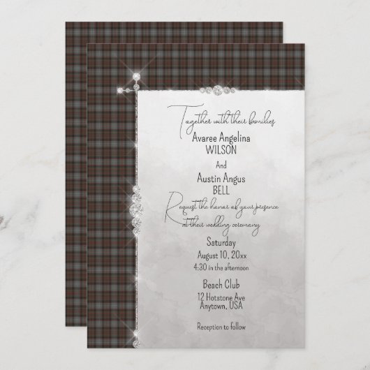 Invitation Lochaber Scottish Tartan Mariage (Devant / Derrière)