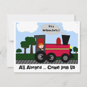 Invitation Locomotive Anniversaire Party (tête rouge) Invitat