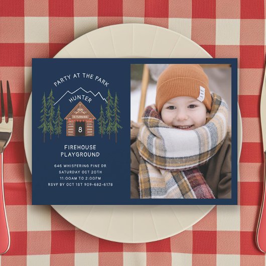 Invitation Log Cabine Outdoorsman Mountain fête d'anniversair