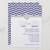 Invitation Logan Chevron | gris marine ICE MÉTALLISÉ (Devant / Derrière)