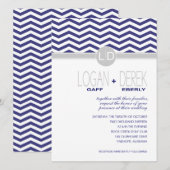Invitation Logan Chevron | gris marine PAPIER BLANC DE BASE (Devant / Derrière)