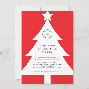 Invitation Logo Arbre de Noël Entreprise Parti Rouge