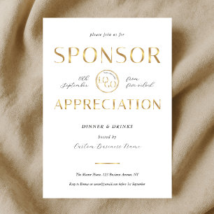 Invitation Logo blanc et or pour l'appréciation des sponsors 