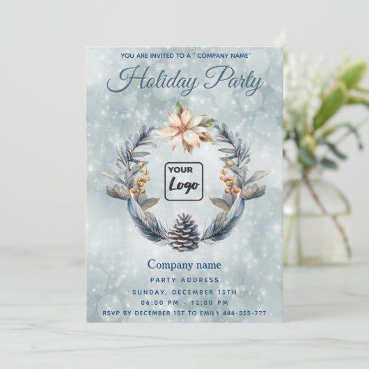 Invitation Logo Boho Couronne de cônes de pin fête de fin d'a (Debout devant)