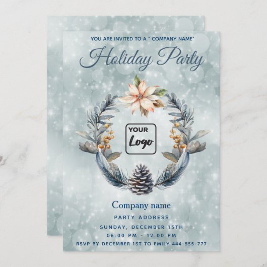 Invitation Logo Boho Couronne de cônes de pin fête de fin d'a (Devant / Derrière)