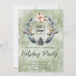 Invitation Logo Boho Pine cône wreath fête fêtes entreprise
