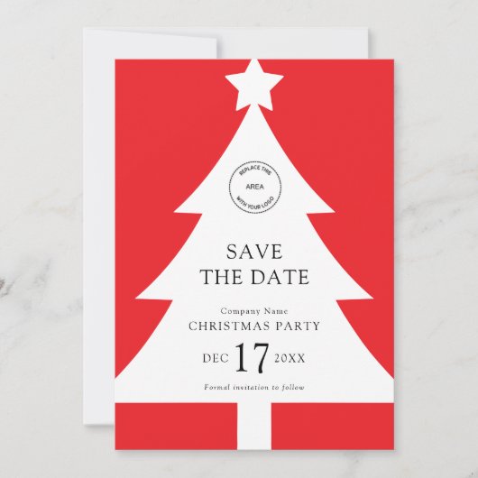Invitation Logo Christmas Tree Party Red Enregistrer la date (Devant)