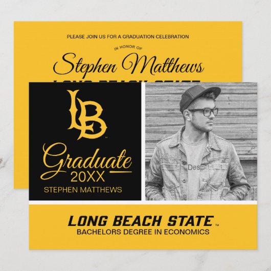 Invitation Logo de fin d'études à Long Beach State (Devant / Derrière)