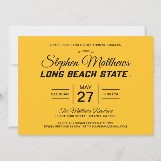Invitation Logo de fin d'études de Long Beach State (Dos)