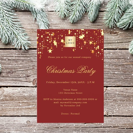 Invitation Logo de la compagnie d'étoiles rouge Noël