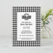 Invitation Logo de la fête de vacances en noir blanc Houndsto (Debout devant)