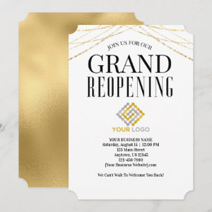 Invitation Logo de la grande réouverture des affaires Faux Go