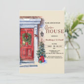 Invitation Logo de la porte rouge d'hiver élégant (Debout devant)