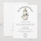 Invitation Logo de l'entreprise Cute Snowman QR Code Noël (Devant / Derrière)
