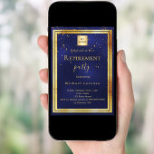 Invitation logo de l'entreprise de retraite de confettis bleu