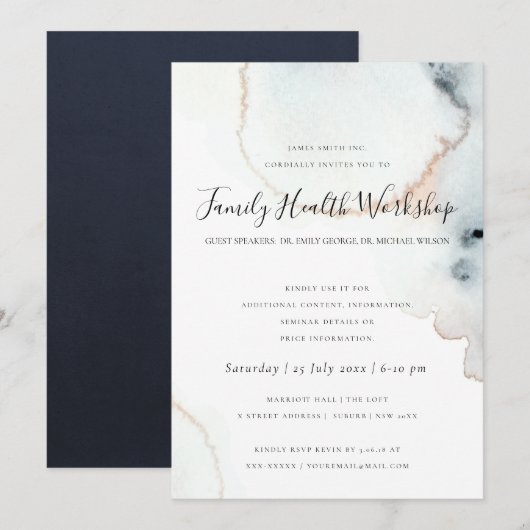 INVITATION LOGO DE L'ÉVÉNEMENT DE L'ATELIER DE PINCEAU AQUARE (Devant / Derrière)