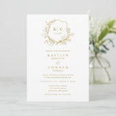 Invitation Logo de mariage formel classique Elegant Crest Gol (Debout devant)