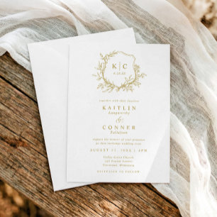 Invitation Logo de mariage formel classique Elegant Crest Gol