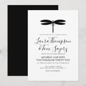 Invitation Logo de mariage simple libellule noir blanc (Devant / Derrière)