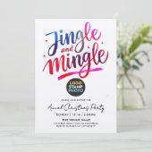 Invitation Logo de Noël bleu rose moderne Script (Debout devant)