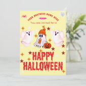 Invitation Logo de nom d'entreprise et fantôme mignon Hallowe (Debout devant)