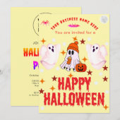 Invitation Logo de nom d'entreprise et fantôme mignon Hallowe (Devant / Derrière)