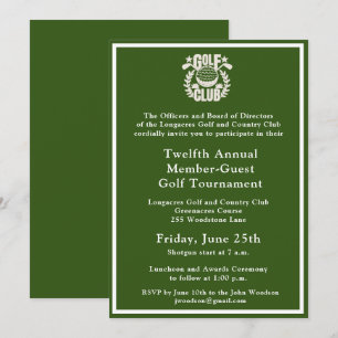 Invitation Logo de tournoi d'entreprise de golf Club 