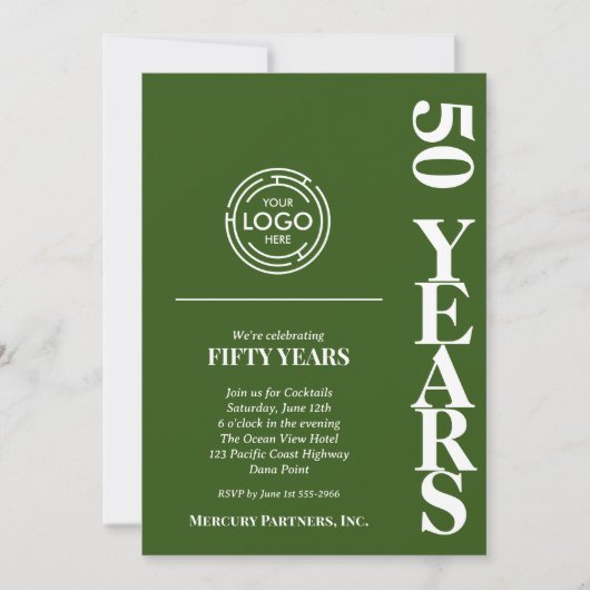 Invitation Logo d'entreprise Anniversaire vert (Devant)