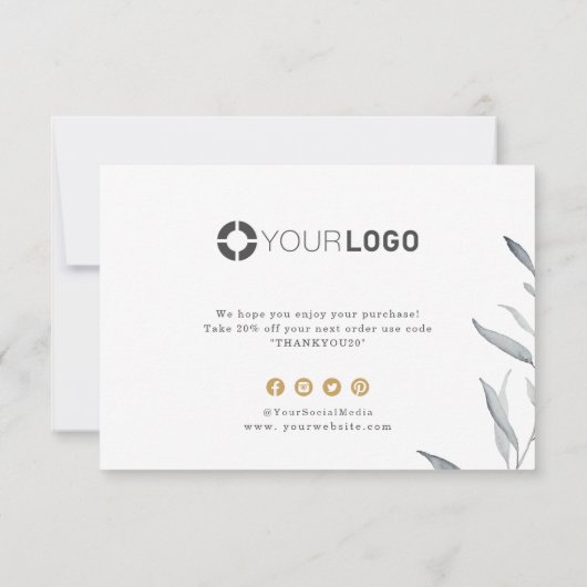 Invitation Logo d'entreprise minimal de verdure rustique merc (Dos)